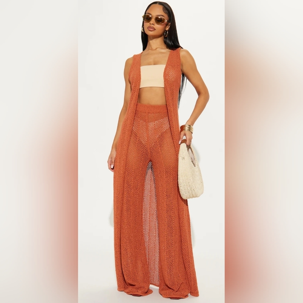Fashion Nova Orange Knit Jumpsuit Set